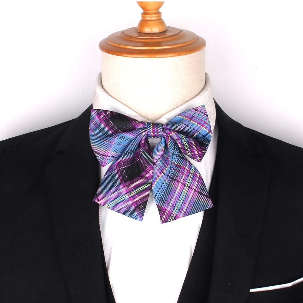 Ladies Plaid Bowtie Casual Bow Tie For Women Uniform Collar Butterf Bowknot Adult Check Bow Ties Cravats Cotton Girls Bowties