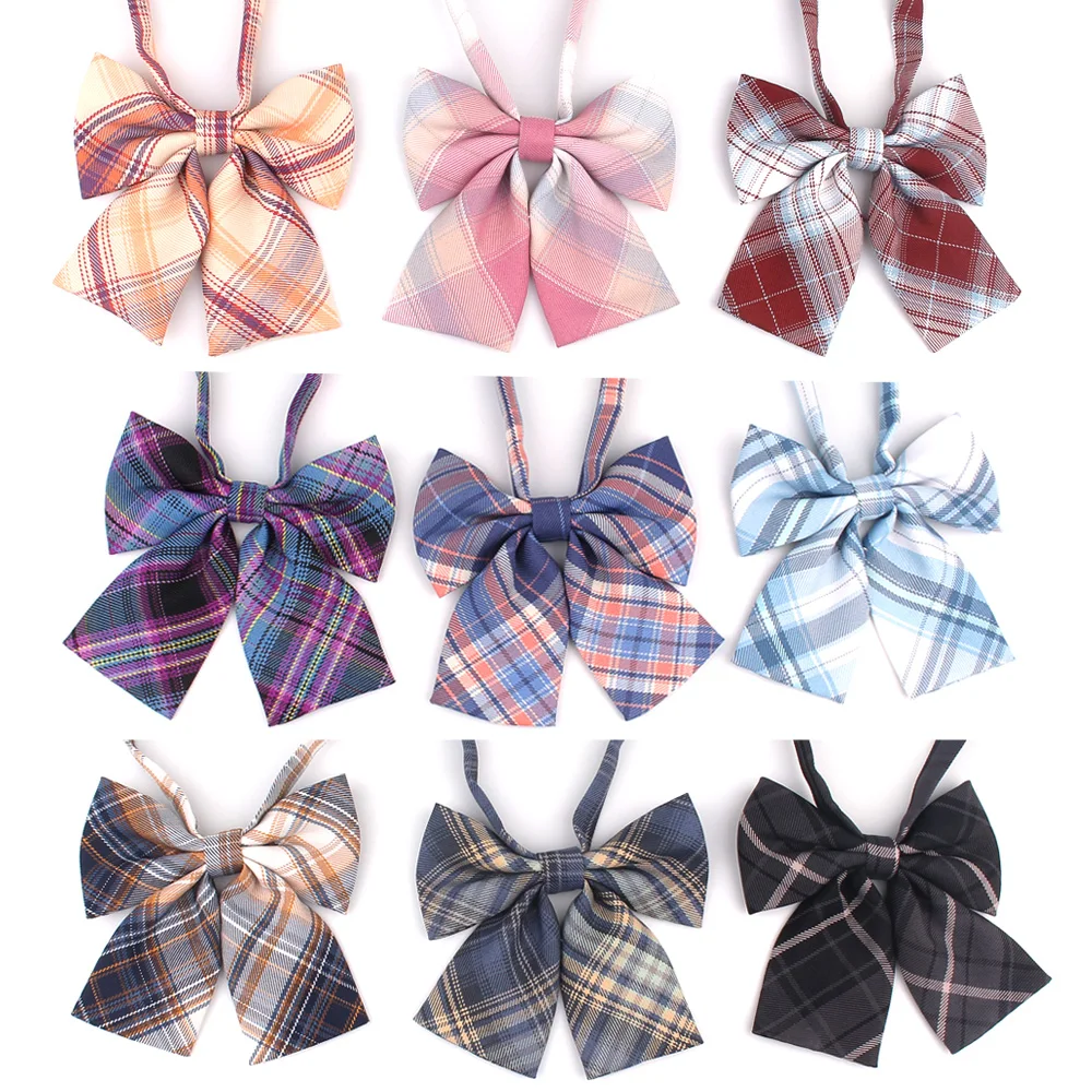 Ladies Plaid Bowtie Casual Bow Tie For Women Uniform Collar Butterf Bowknot Adult Check Bow Ties Cravats Cotton Girls Bowties