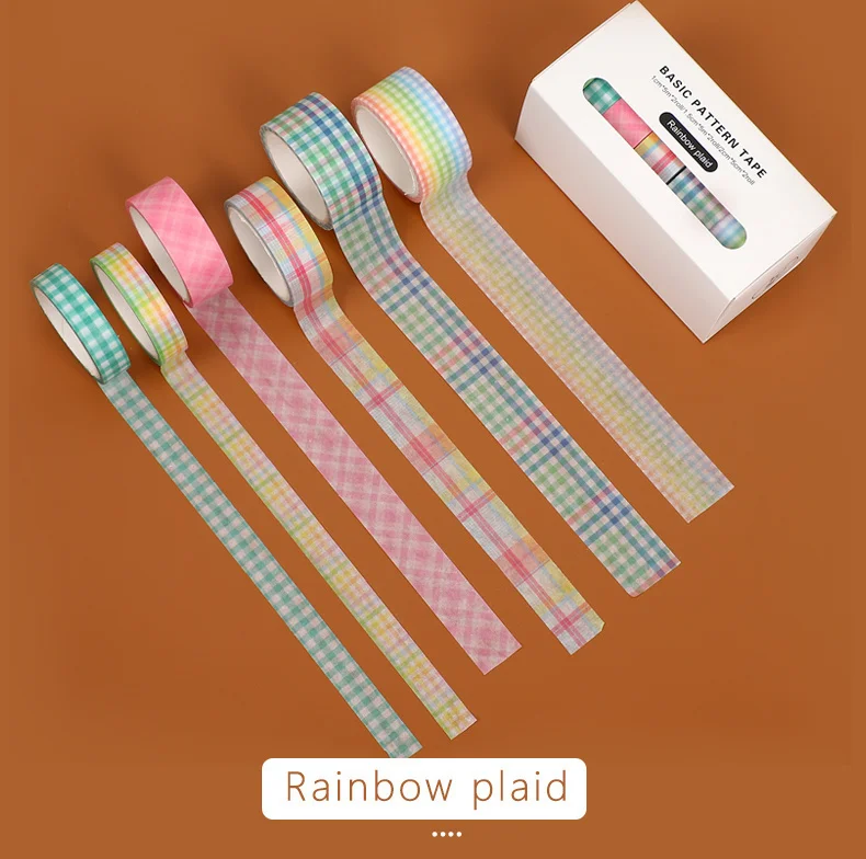 JIANWU 6pcs/set Basic Pattern Marble Plaid Stripe Decoration Washi Tape Set DIY Background Scrapbook Sticker Masking Tape Kawaii