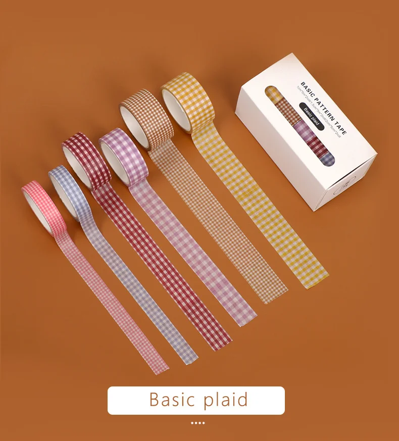 JIANWU 6pcs/set Basic Pattern Marble Plaid Stripe Decoration Washi Tape Set DIY Background Scrapbook Sticker Masking Tape Kawaii