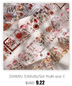 JIANWU 6pcs/set Basic Pattern Marble Plaid Stripe Decoration Washi Tape Set DIY Background Scrapbook Sticker Masking Tape Kawaii