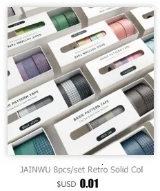 JIANWU 6pcs/set Basic Pattern Marble Plaid Stripe Decoration Washi Tape Set DIY Background Scrapbook Sticker Masking Tape Kawaii