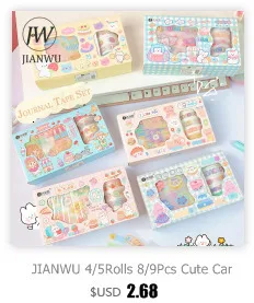 JIANWU 6pcs/set Basic Pattern Marble Plaid Stripe Decoration Washi Tape Set DIY Background Scrapbook Sticker Masking Tape Kawaii