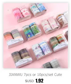 JIANWU 6pcs/set Basic Pattern Marble Plaid Stripe Decoration Washi Tape Set DIY Background Scrapbook Sticker Masking Tape Kawaii