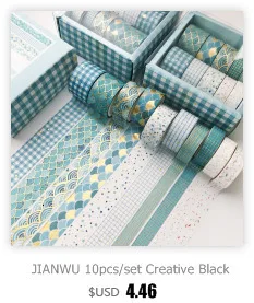 JIANWU 6pcs/set Basic Pattern Marble Plaid Stripe Decoration Washi Tape Set DIY Background Scrapbook Sticker Masking Tape Kawaii