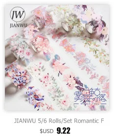 JIANWU 6pcs/set Basic Pattern Marble Plaid Stripe Decoration Washi Tape Set DIY Background Scrapbook Sticker Masking Tape Kawaii
