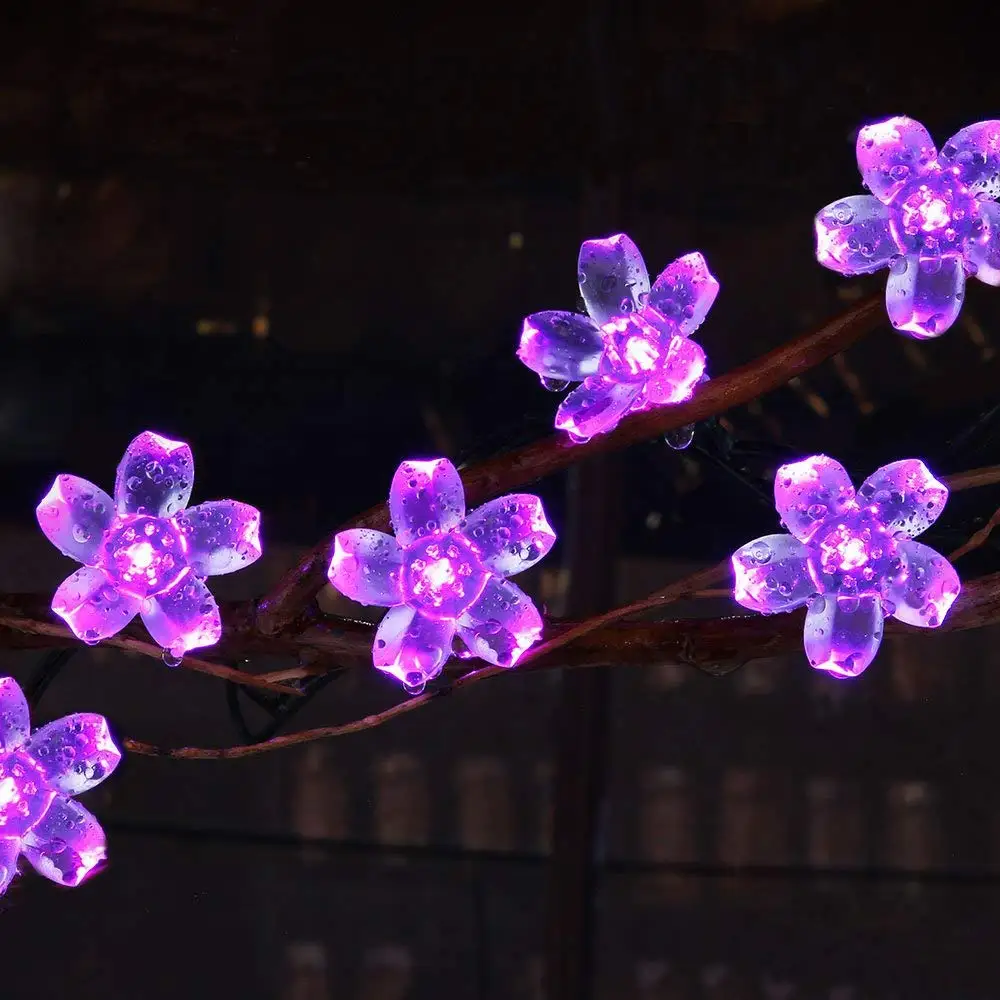 100PCS LED Garland Accessories Soft Silicone Cherry Flower Decorations for String Lights Holiday Christmas Decorations