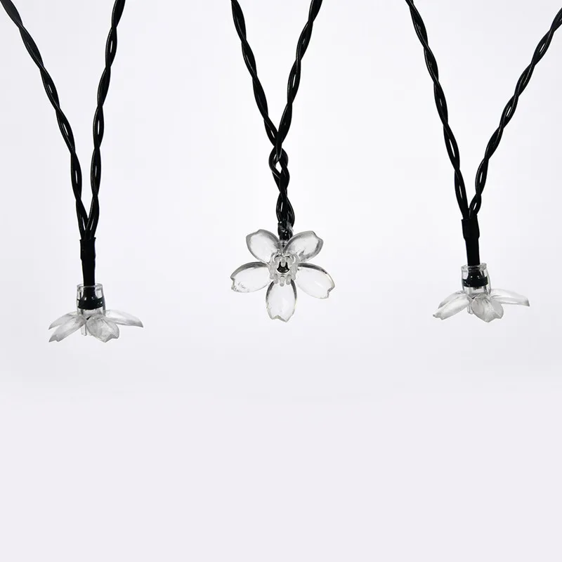 100PCS LED Garland Accessories Soft Silicone Cherry Flower Decorations for String Lights Holiday Christmas Decorations
