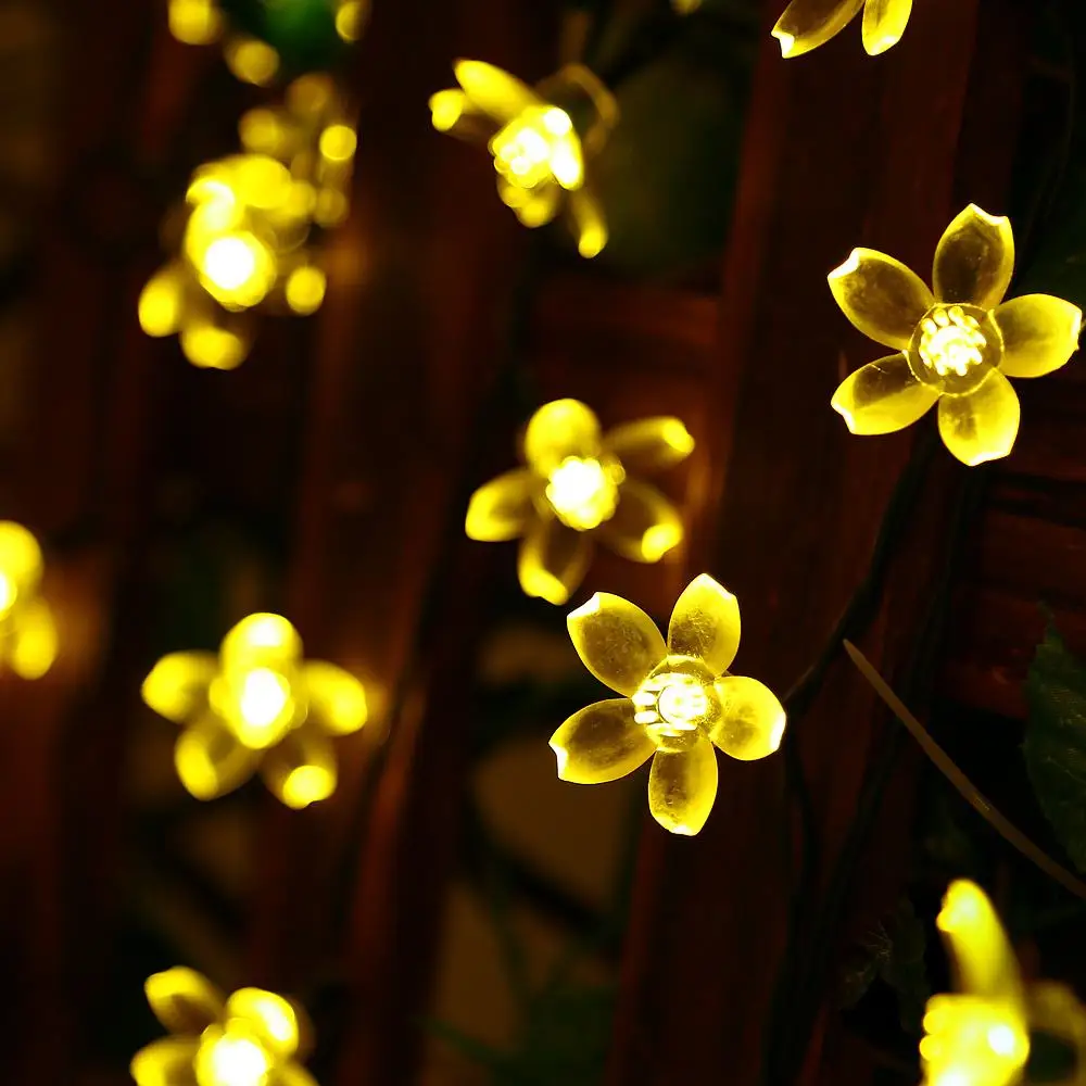 100PCS LED Garland Accessories Soft Silicone Cherry Flower Decorations for String Lights Holiday Christmas Decorations