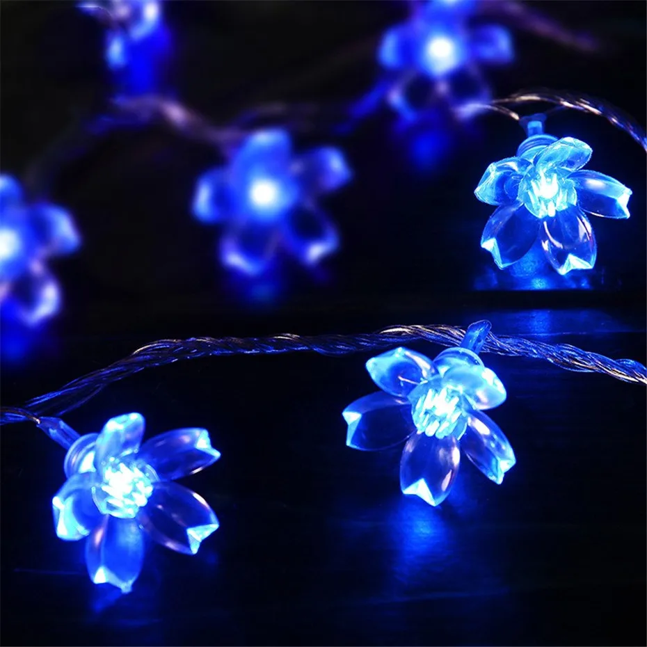 100PCS LED Garland Accessories Soft Silicone Cherry Flower Decorations for String Lights Holiday Christmas Decorations