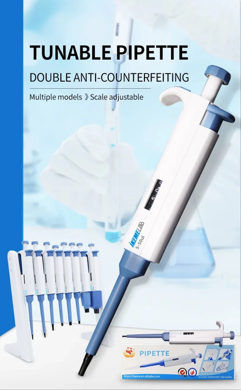 WEIAI Laboratory Pipette 100-1000ul Single Channel Digital Micropipette Adjustable Plastic Pipeta Lab Equipment With Pipette Tip