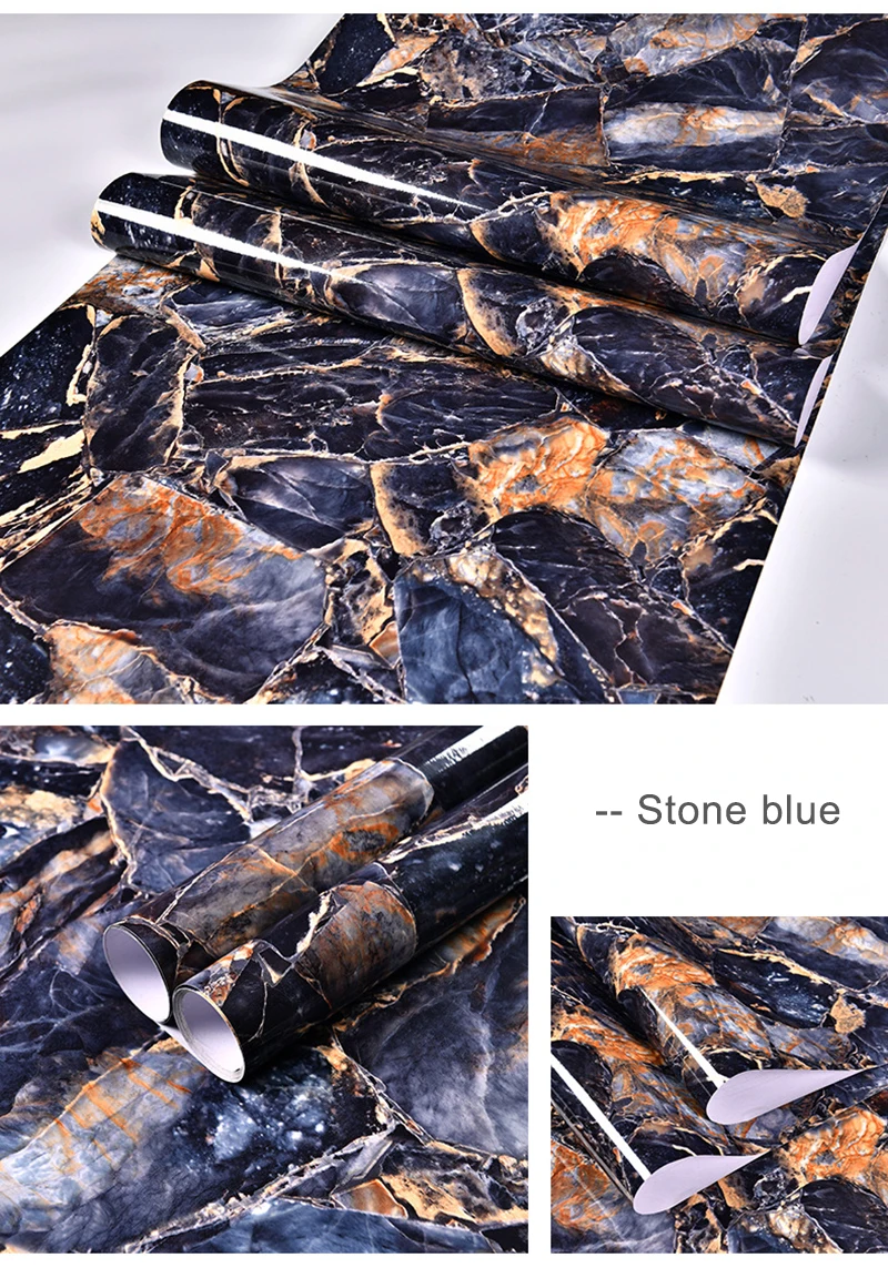 Black Marble Kitchen Home Peel and Stick Wallpaper For CounterTable Desk Bathroom PVC Waterproof Self Adhesive Contact Paper