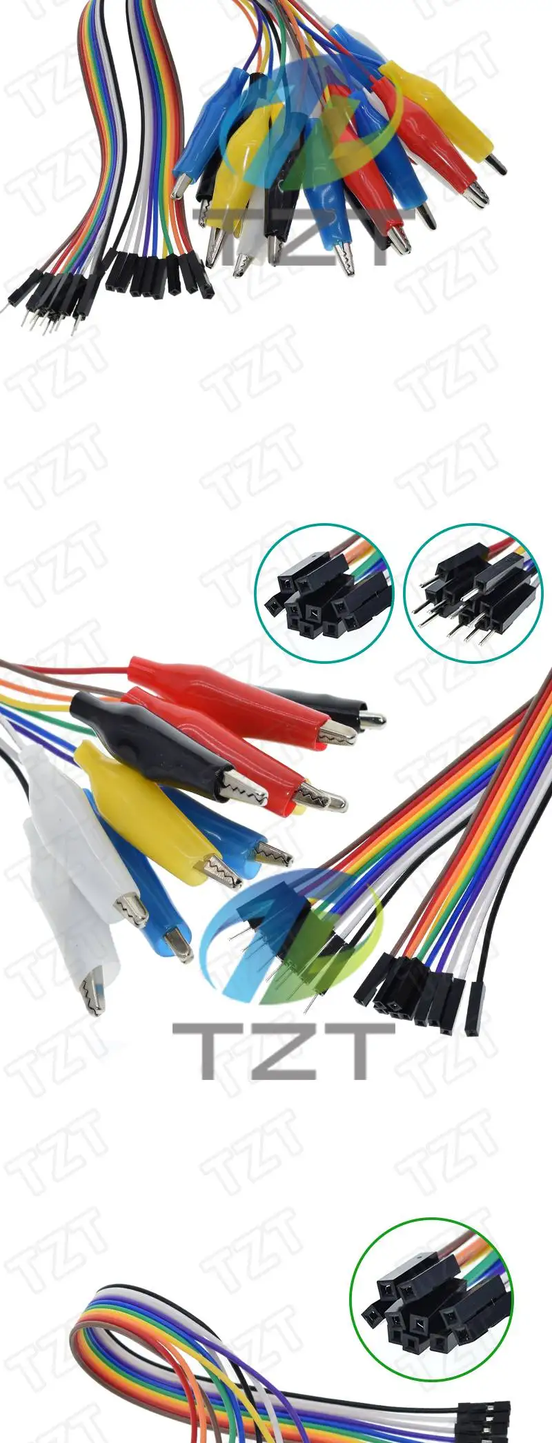 20cm 30cm 10pin Double-end Alligator Clips jump Wire Male Female Crocodile Clip Test Lead Jumper Wire Line Cable DIY Connection