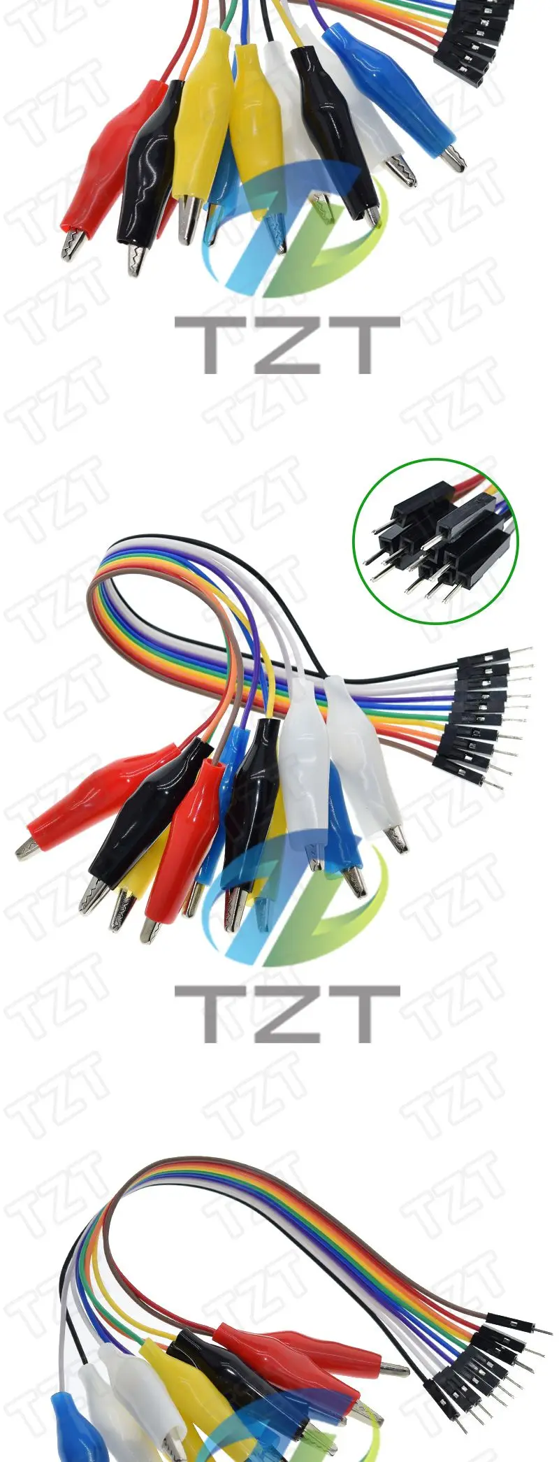 20cm 30cm 10pin Double-end Alligator Clips jump Wire Male Female Crocodile Clip Test Lead Jumper Wire Line Cable DIY Connection