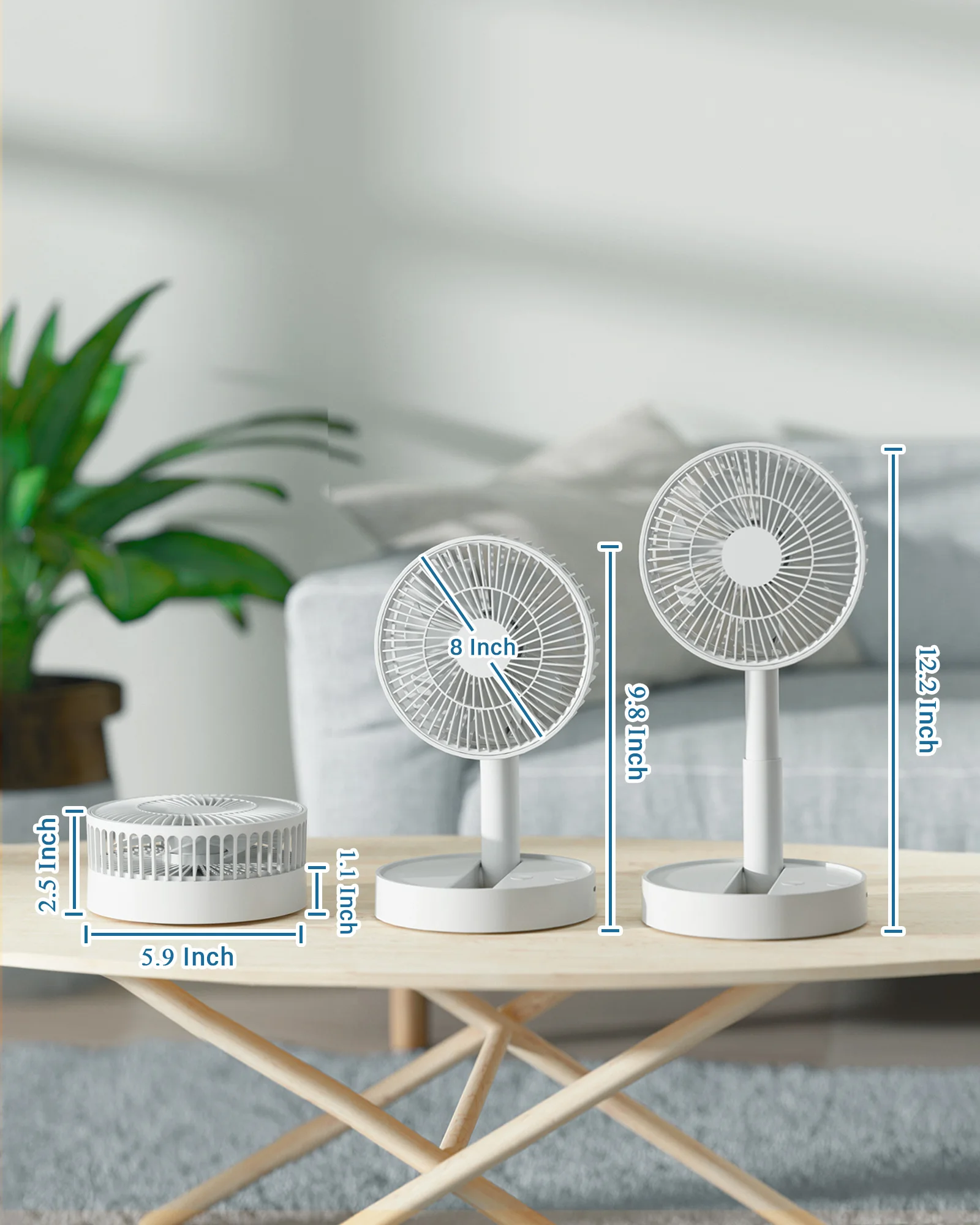 USB Foldable Fan with 4 Speeds & Timing,Battery Operated Mini Fan for Bedroom, Indoor or Outdoor,Table Fan