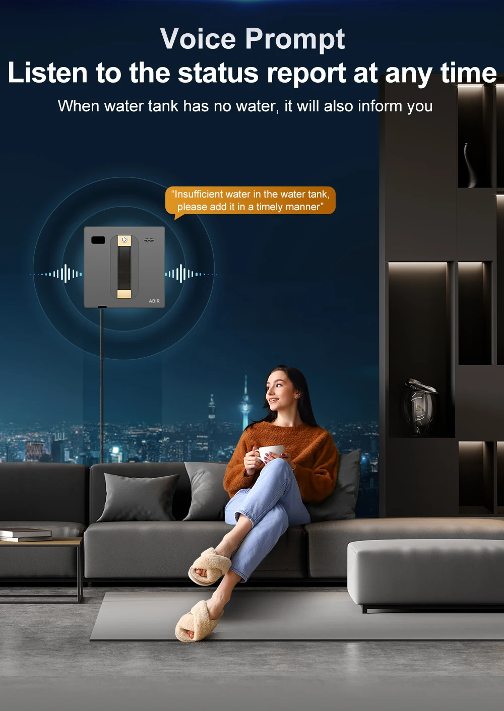 Robot Window Vacuum Cleaner ABIR WD8,Dual Ultrasonic Spray, APP&Remote Control, Smart Home Glass Mop,Auto Wall Cleaning Robot