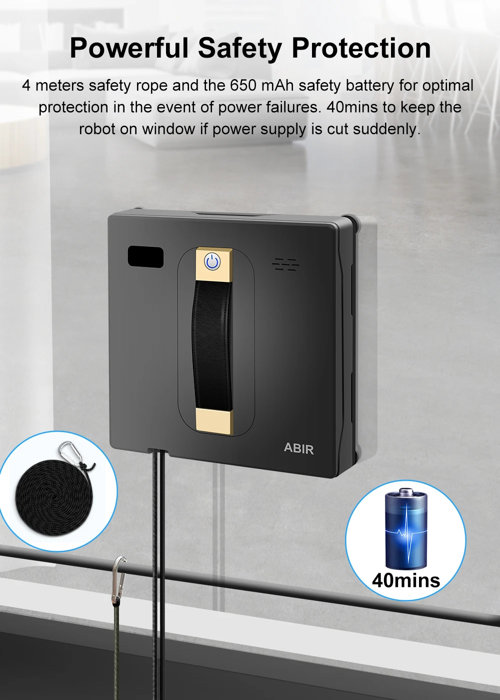 Robot Window Vacuum Cleaner ABIR WD8,Dual Ultrasonic Spray, APP&Remote Control, Smart Home Glass Mop,Auto Wall Cleaning Robot