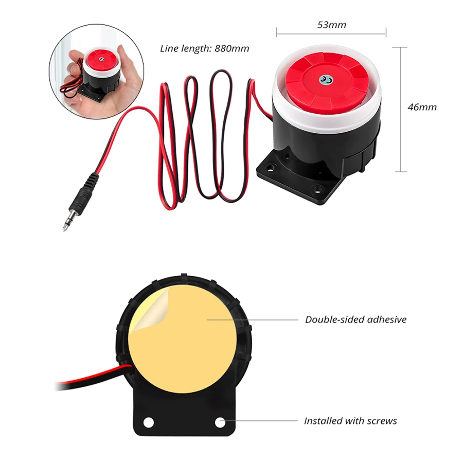 KERUI Mini Wired Siren Horn For Wireless Home Alarm Security System 120 dB Loudly Siren