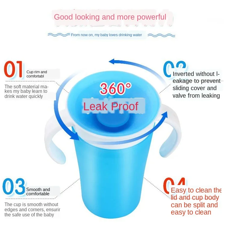 Magic Baby Cups Can Be Turned  Baby Learning Drinking Cup Leakproof Child Water Cup Bottle 240ml Copos Learning Cup Baby Cup