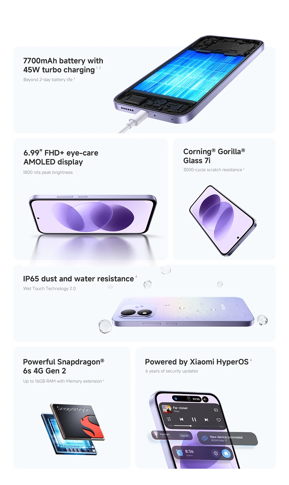 Global Version Xiaomi Redmi Note 17 4G Smartphone 128GB / 256GB ROM 50MP 6.99" FHD+ AMOLED Display Snapdragon® 6s 4G Gen  2