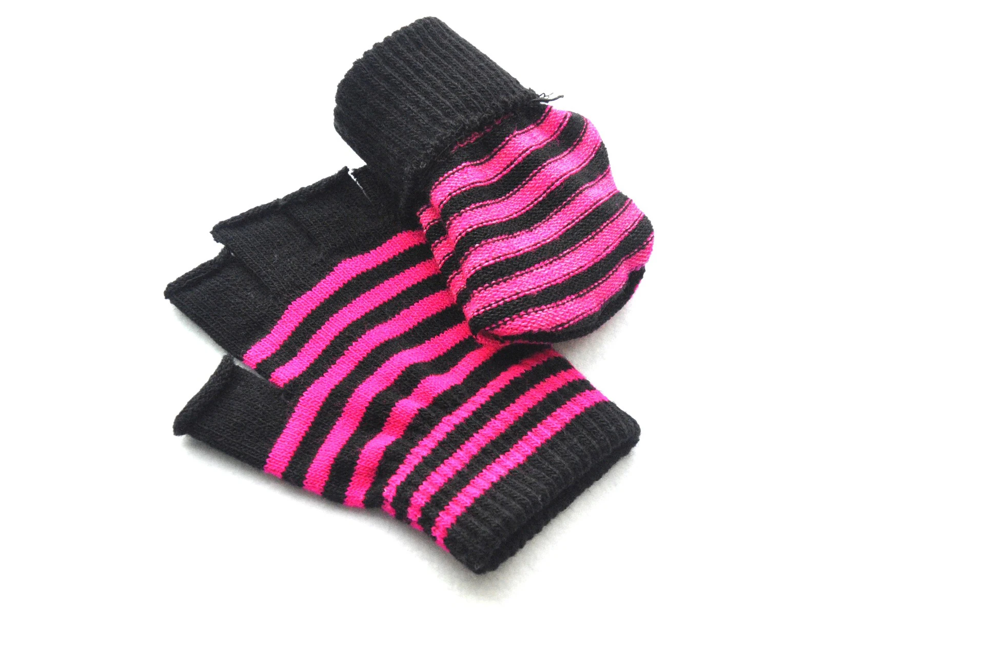 Autumn Winter New Half Finger Striped Warm Gloves For Men Women Students Knitted Mittens Outdoor Knitting Cycling Writing Gloves