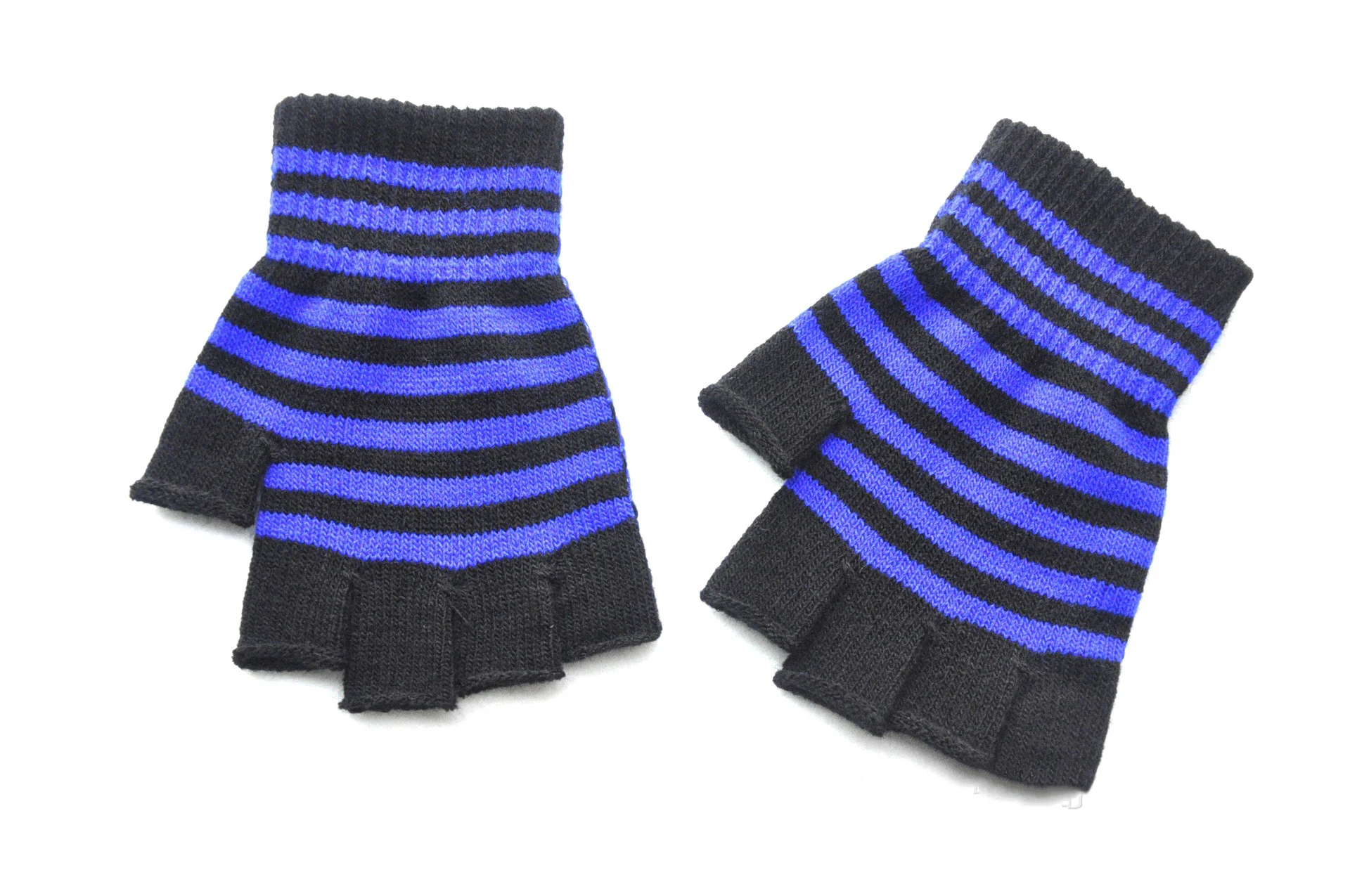 Autumn Winter New Half Finger Striped Warm Gloves For Men Women Students Knitted Mittens Outdoor Knitting Cycling Writing Gloves