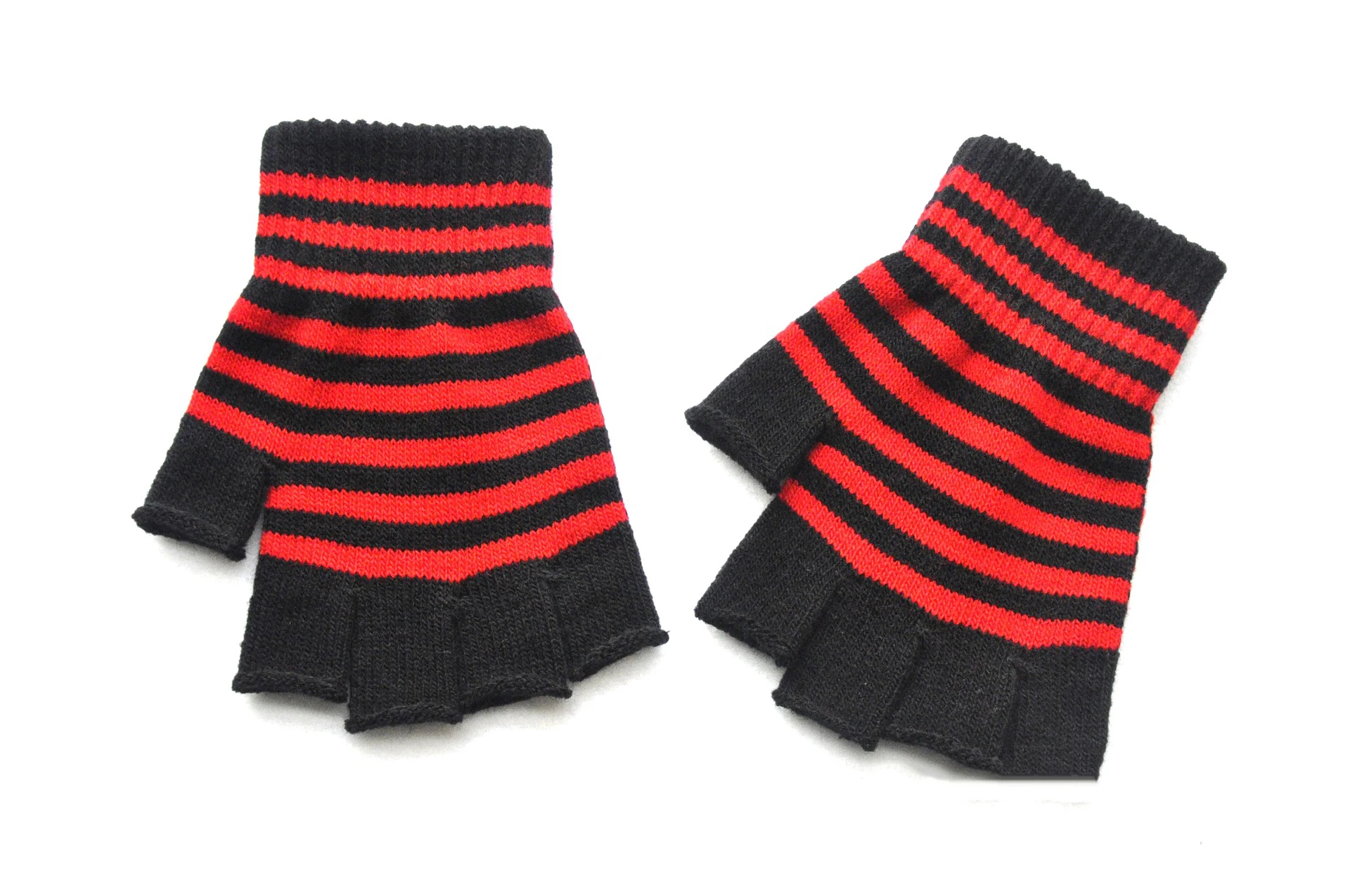 Autumn Winter New Half Finger Striped Warm Gloves For Men Women Students Knitted Mittens Outdoor Knitting Cycling Writing Gloves