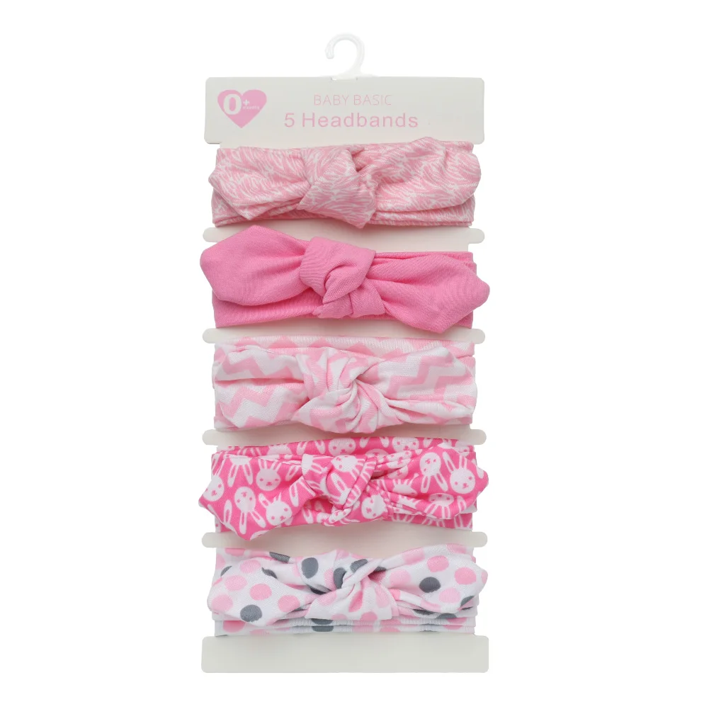 5Pcs/Lot Rabbit Ear Baby Headbands For Newborn Boys Girls Cotton Elastic Hair Bands Kids Hair Tie Bows Knot Headwraps Headwear