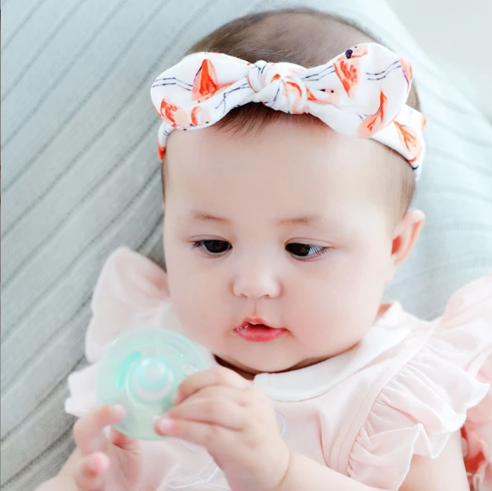 5Pcs/Lot Rabbit Ear Baby Headbands For Newborn Boys Girls Cotton Elastic Hair Bands Kids Hair Tie Bows Knot Headwraps Headwear