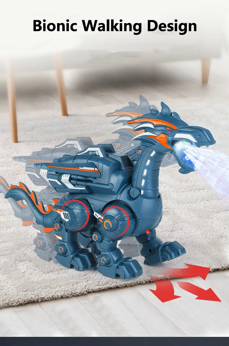 Simulation Fire Mechanical Dinoasur Water Spray Cool Light Electric Children Entertainment Puzzle Model Game Toys for Boys Gifts