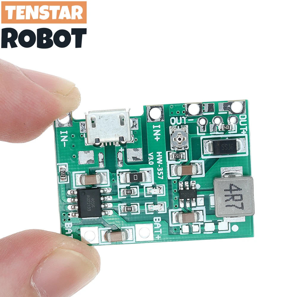 Lithium Li-ion 18650 3.7V 4.2V Battery Charger Board DC-DC Step Up Boost Module TP4056 + MT3608 DIY Kit Parts