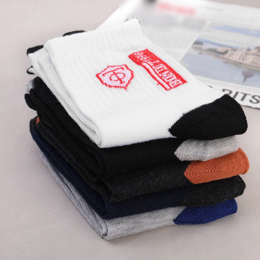 5 pairs of breathable cotton sports socks men's bamboo fiber spring, summer and autumn men's socks sweat deodorant business sock