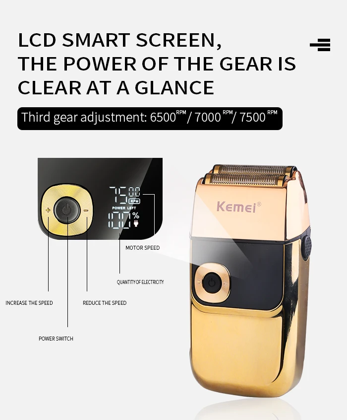 Kemei 2 in 1 Electric Shaver Men Electric Razor Rechargeable Beard Shaver Floating Hair Trimmer Face Care Beard Shaving Machine