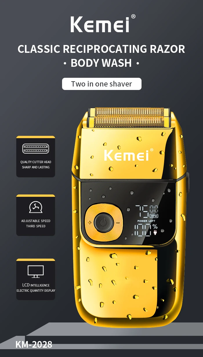 Kemei 2 in 1 Electric Shaver Men Electric Razor Rechargeable Beard Shaver Floating Hair Trimmer Face Care Beard Shaving Machine