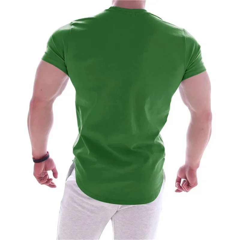 2024 Summer Sports T Shirt Men Gyms Short Sleeve Fitness T-Shirt Male Quick-Dry Workout Outdoor Tight Tees Tops Men Sportswear