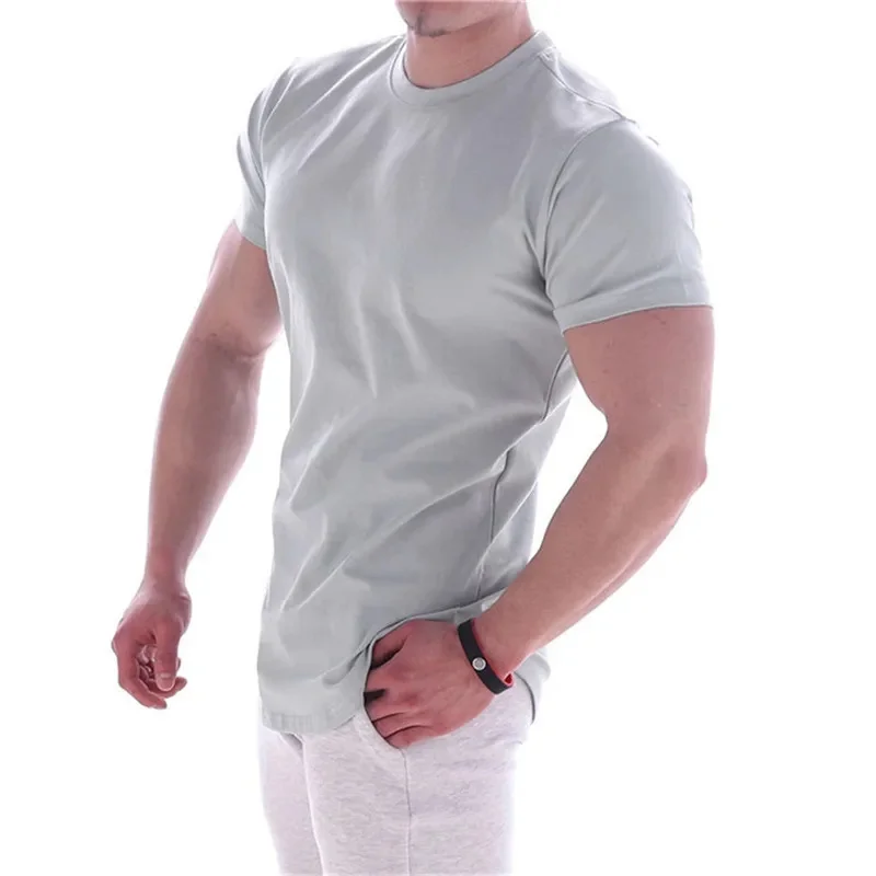 2024 Summer Sports T Shirt Men Gyms Short Sleeve Fitness T-Shirt Male Quick-Dry Workout Outdoor Tight Tees Tops Men Sportswear