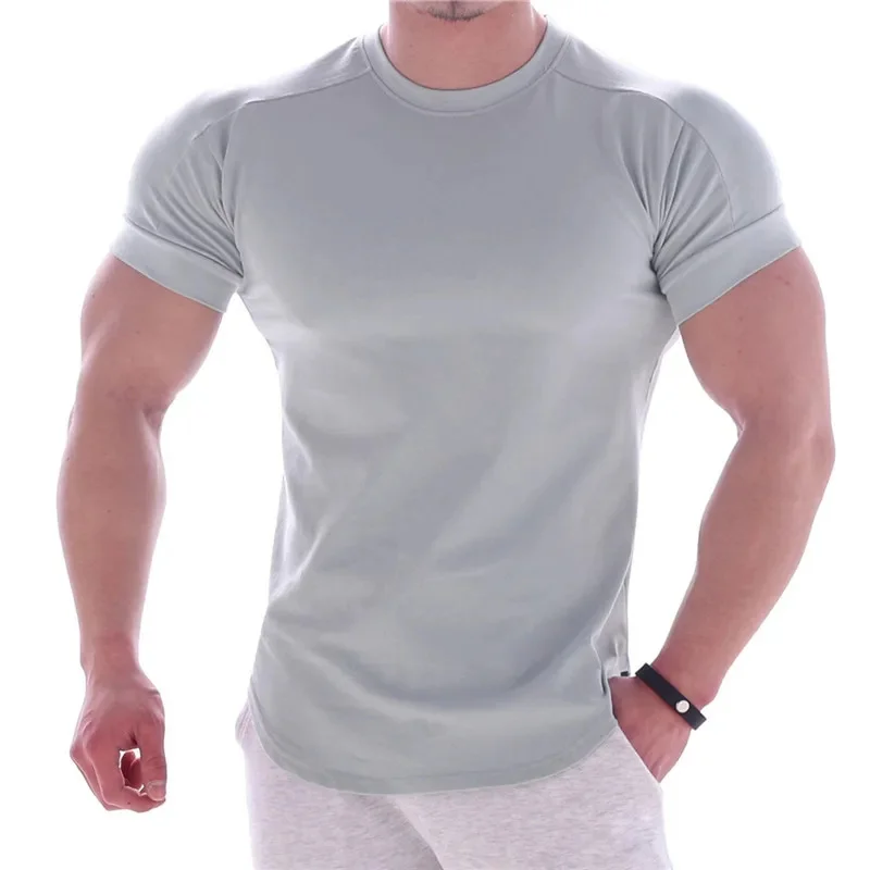 2024 Summer Sports T Shirt Men Gyms Short Sleeve Fitness T-Shirt Male Quick-Dry Workout Outdoor Tight Tees Tops Men Sportswear