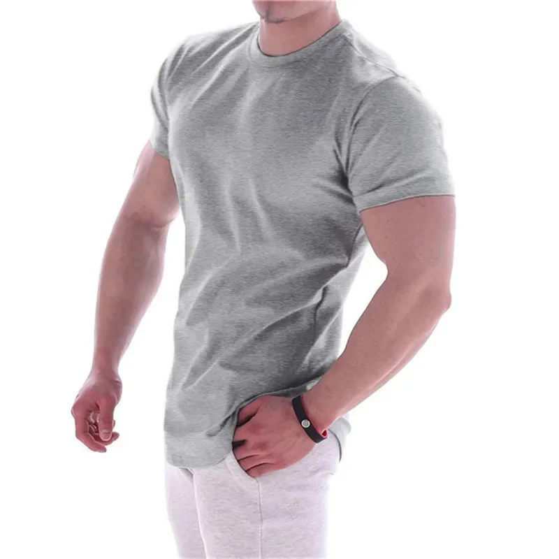 2024 Summer Sports T Shirt Men Gyms Short Sleeve Fitness T-Shirt Male Quick-Dry Workout Outdoor Tight Tees Tops Men Sportswear