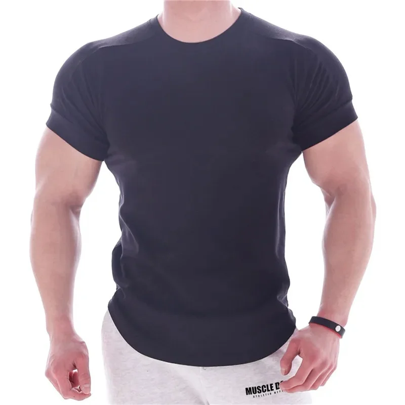 2024 Summer Sports T Shirt Men Gyms Short Sleeve Fitness T-Shirt Male Quick-Dry Workout Outdoor Tight Tees Tops Men Sportswear