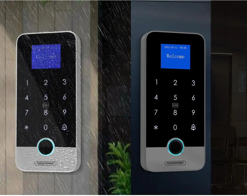 Bluetooth Tuya APP Smart Fingerprint RFID Access Control Keypad Touch IP65 Waterproof 13.56MHz Door Opener Keyless Lock System