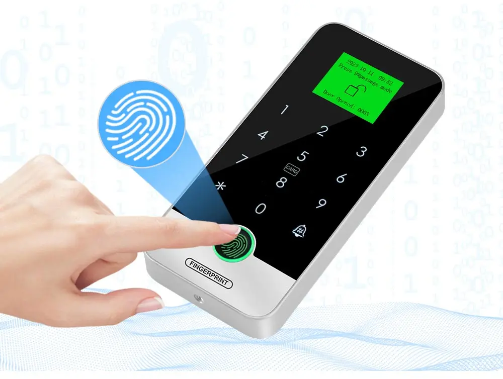 Bluetooth Tuya APP Smart Fingerprint RFID Access Control Keypad Touch IP65 Waterproof 13.56MHz Door Opener Keyless Lock System