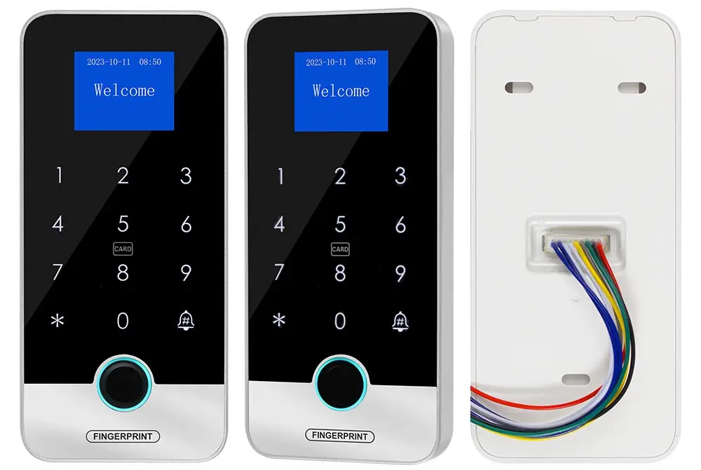 Bluetooth Tuya APP Smart Fingerprint RFID Access Control Keypad Touch IP65 Waterproof 13.56MHz Door Opener Keyless Lock System