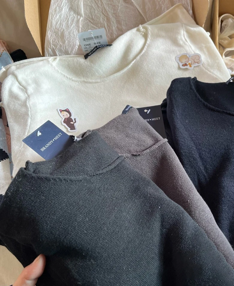 Raw Hem Navy Long Sleeve T-shirt Autumn Sweet Round Neck Cotton Tee Shirt For Woman Casual Vintage Streetwear Cute Tshirt Top