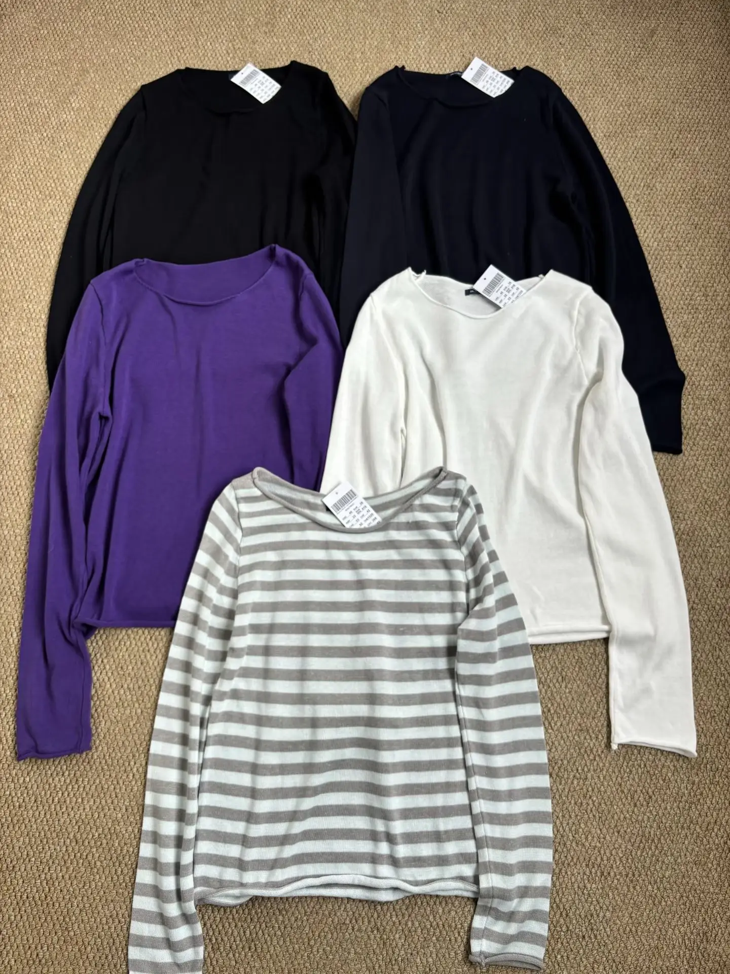 Raw Hem Navy Long Sleeve T-shirt Autumn Sweet Round Neck Cotton Tee Shirt For Woman Casual Vintage Streetwear Cute Tshirt Top