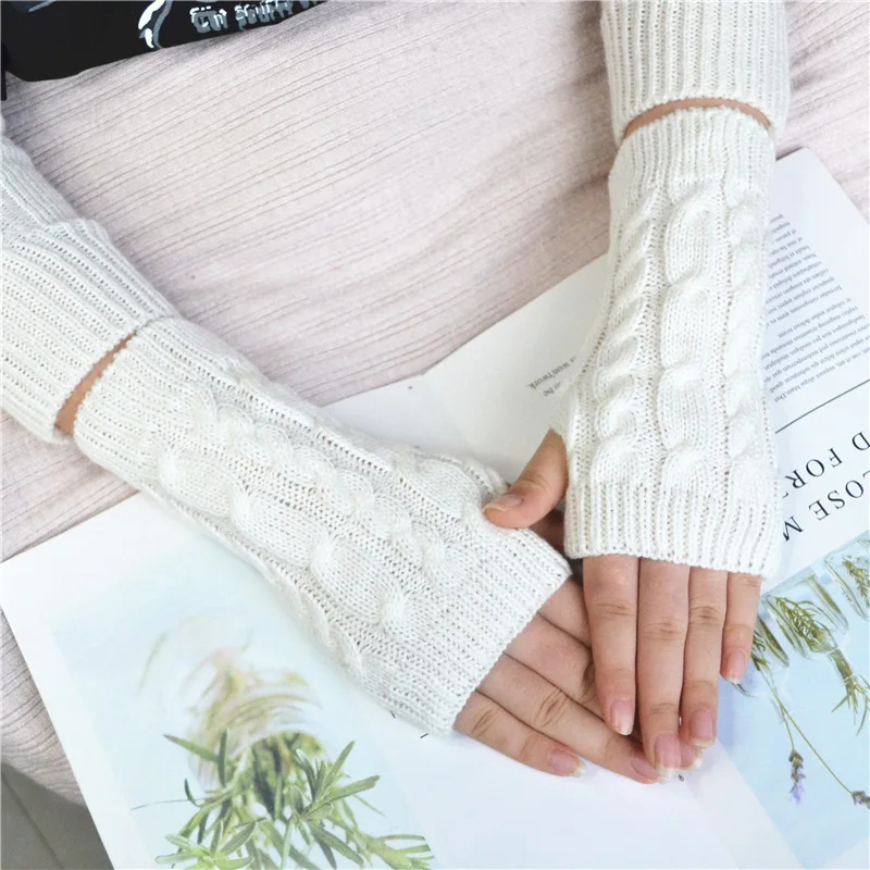NEW Women Hand Warmer Winter Gloves Fashion Knitting Faux Wool Mitten Warm Fingerless Glove Gants Femme women gloves