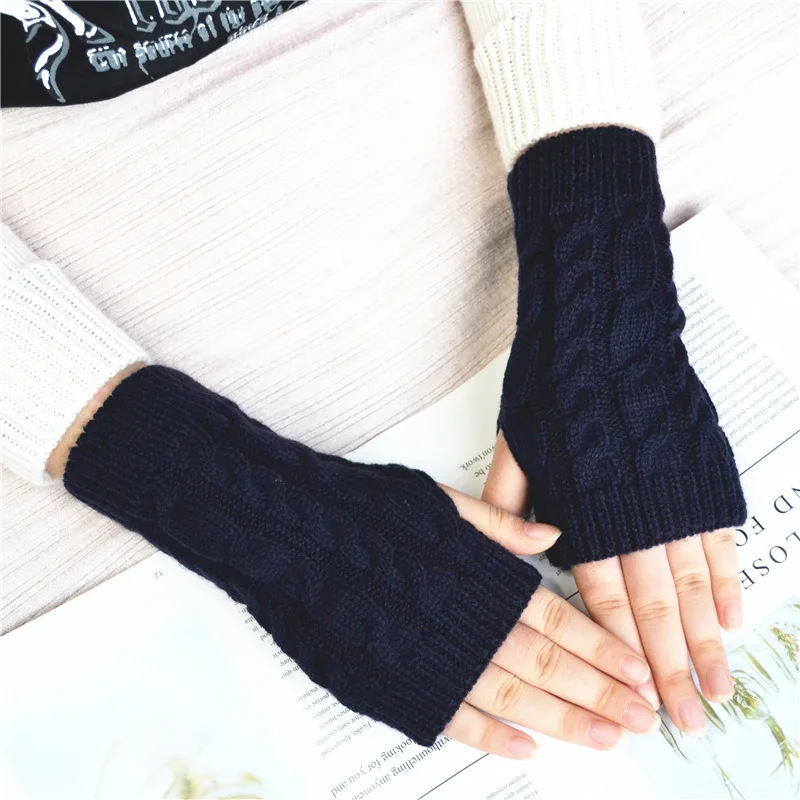 NEW Women Hand Warmer Winter Gloves Fashion Knitting Faux Wool Mitten Warm Fingerless Glove Gants Femme women gloves