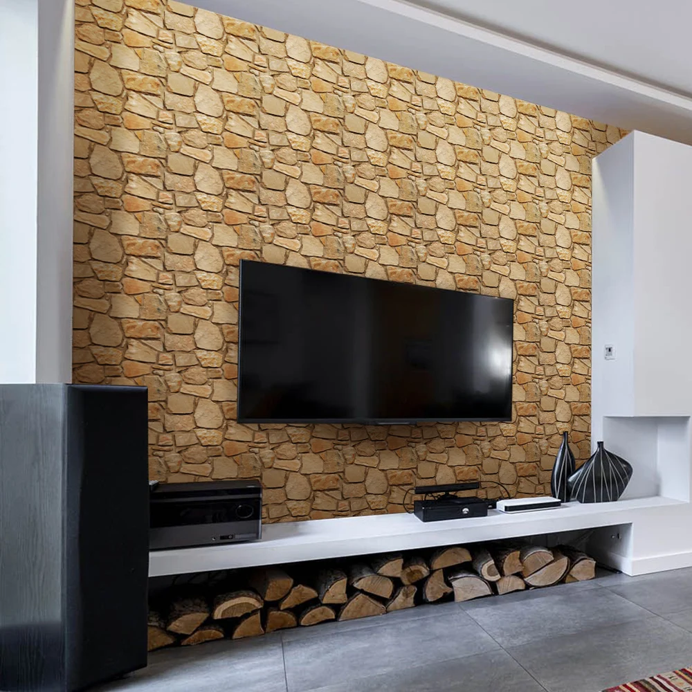1/10pcs 3D Faux Stone Wall Panels Peel and Stick Wall Tiles Decorative 3D Wall Sticker Self-adhesive Wall Tile Sticker
