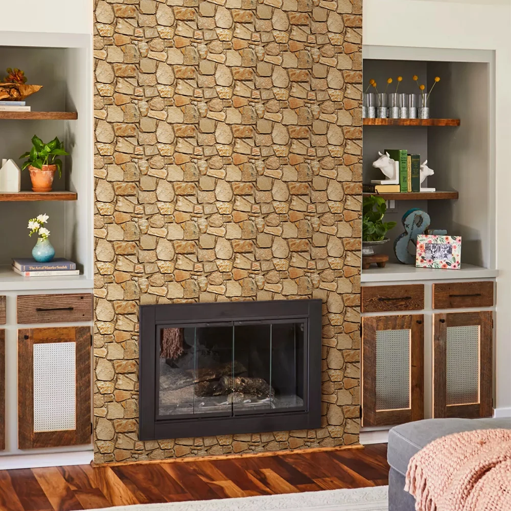 1/10pcs 3D Faux Stone Wall Panels Peel and Stick Wall Tiles Decorative 3D Wall Sticker Self-adhesive Wall Tile Sticker
