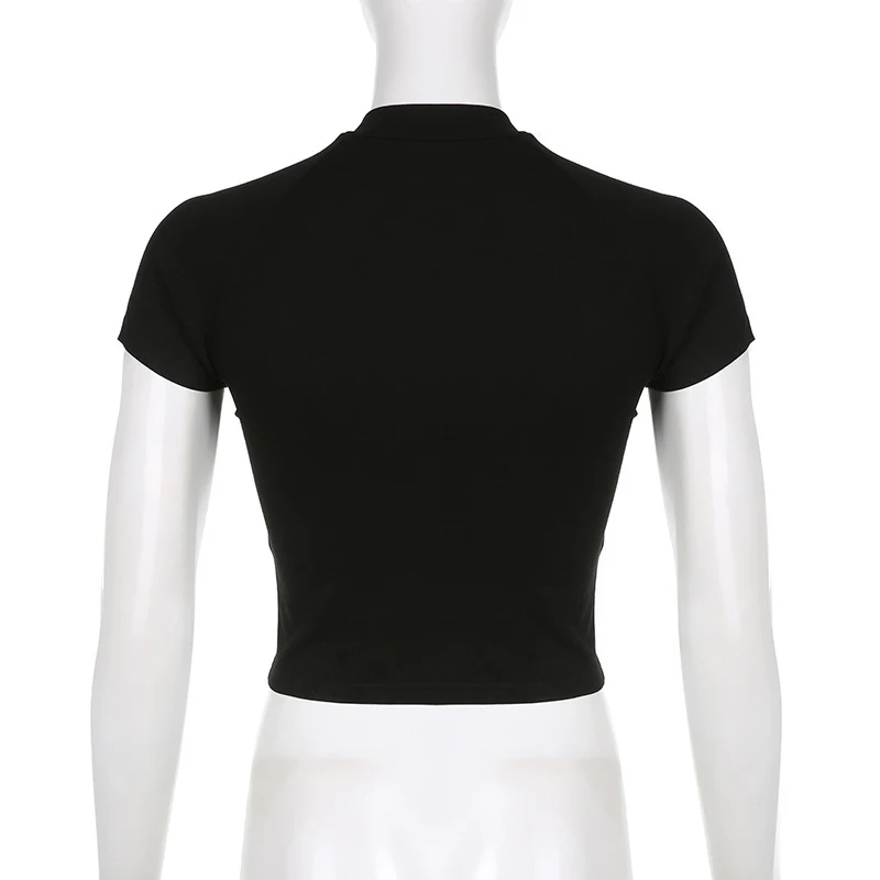 Half-high Collar T-shirt korean Transparent Short-sleeved Slim-fit Elastic Solid Inner Bottoming Shirt Sexy Big Chest T-shirt