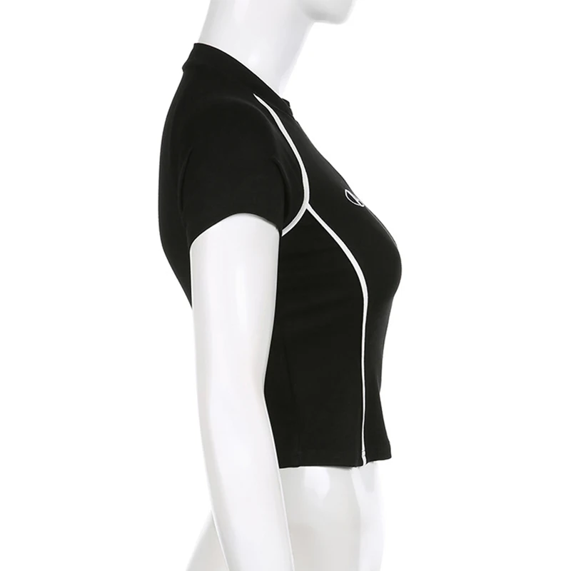 Half-high Collar T-shirt korean Transparent Short-sleeved Slim-fit Elastic Solid Inner Bottoming Shirt Sexy Big Chest T-shirt
